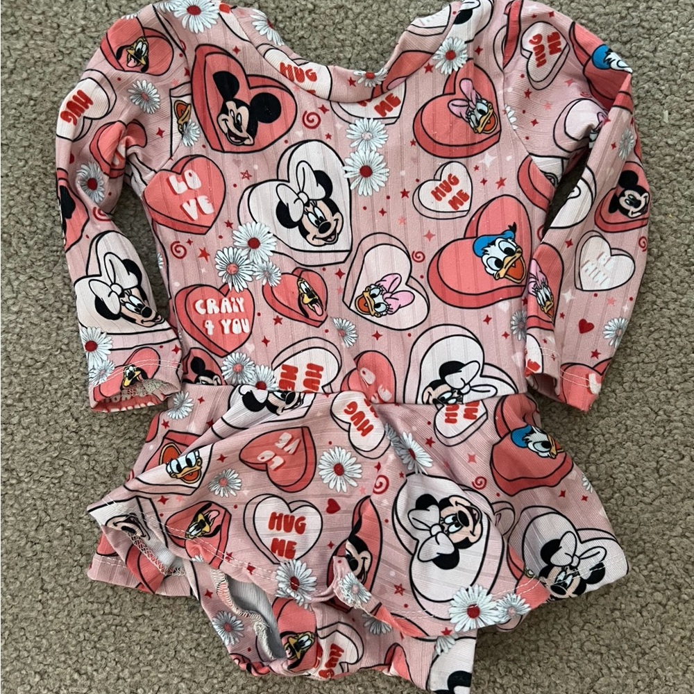 Disney Pink Character Print Kids Bodysuit